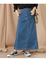 アシメウエストデニムスカート/ブルー(019)