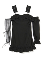 アシメスリーブワンピース/ブラック