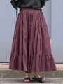 インド綿ティアードフレアマキシスカート/ワインレッド