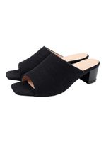 オープントゥスクエアミュールサンダル/ブラック