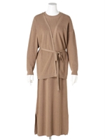 カーデ付タイトニットワンピース/モカ