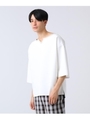 カットオフキーネック7分袖Tシャツ/ホワイト(001)
