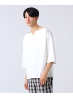 カットオフキーネック7分袖Tシャツ/ホワイト(001)