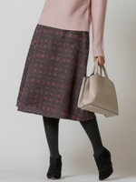 カットジャガードフレアスカート/ブラウン