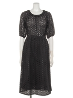 カットワークロングワンピース/ブラック