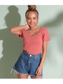 カップインVネックTシャツ/レンガ(068)