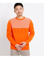 カラーブロッククルーネックニット[ メンズ　ニット ボーダー ]/オレンジ(067)