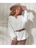 キーネックニットソートップス/ホワイト(001)