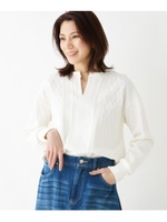 キーネックランダムケーブルプルオーバー/ホワイト(002)