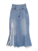 クラッシュデニムマーメイドスカート/ネイビー