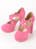 クロスストラップパンプス/ピンク