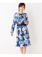 グログランフラワーワンピース/ブルー(192)