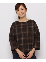 コットン（綿）混ジャカードチェックプルオーバー/ブラウン(242)