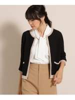 コットンリネントリミングニット/ブラック(019)