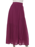 コットン楊柳アシメ切替スカート/マジェンタ