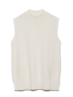 サイドスリットノースリーブハイネックニット/WHT