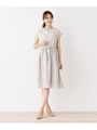 サテンレースヨーク切替ワンピ/ライトグレー(011)