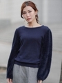 シャギーパフスリーブニット/ネイビー