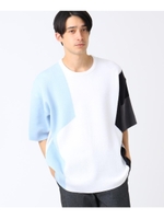 ジグザグインターシャードッキング　半袖プルオーバー/ホワイト(501)