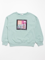 スクエア転写プリントトレーナー/ミント