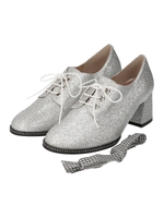 ストーン付きレースアップシューズ/SV