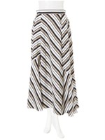 ストライプイレギュラーヘムスカート/ベージュ