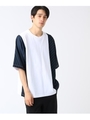 ストライプ切り替えドルマンTシャツ/ホワイト(501)