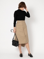 ストレッチツイルデザインスカート/ベージュ