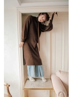 ストレッチブークレーワイドリブワンピース/ブラウン(050)