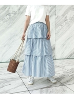 ソフトタイプライター　ティアードスカート/サックス(190)