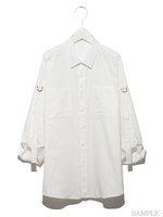 ターンバックシャツワンピース/ホワイト