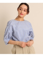 タックスリーブストライプブラウス/ブルー(392)