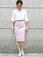 ダブルフェイスフェイクスエードタイトスカート/ピンク