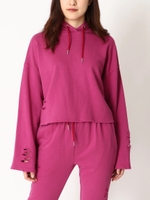 ダメージ裏毛フードパーカー/PINK