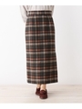 チェックスリットロングスカート/ブラウン(242)