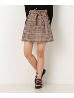チェックトレンチスカート/キャメル