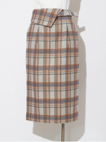 チェックフラップタイトスカート/レッド