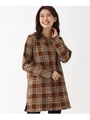 チェック裏起毛フリースチュニックワンピース/ブラウン(242)