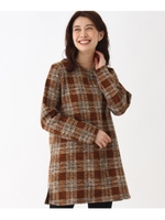 チェック裏起毛フリースチュニックワンピース/ブラウン(242)