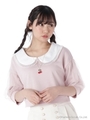 チュール袖クロップドトップス/ピンク