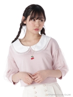 チュール袖クロップドトップス/ピンク