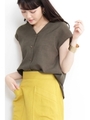 ドライポプリンノースリーブブラウス/カーキ(180)
