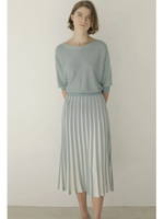 ドルマン配色ニットワンピース/ミントグリーン