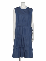 ドロストティアードワンピース/サックス