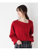 ニットアシメショルダー/レッド(062)