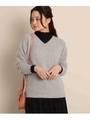 ニットプレーンVネック/グレー(012)