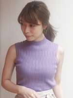 ノースリハイネック変形リブニット/ラベンダー
