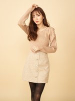 ハートカラー2wayパワショルニット/ベージュ