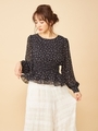 ハート柄ペプラムブラウス/ブラック