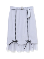 ハイウエストヘムチュールナロースカート/ブルー